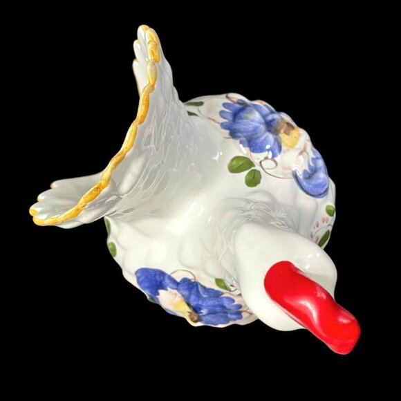 Vintage 1980s Folk Art Portugal Lucky Barcelos Hen Blue & White Ceramic Figurine - Picture 6 of 8